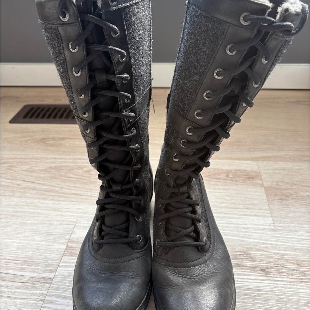 UGG Black and Gray Lace Up Boots